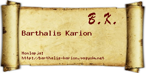 Barthalis Karion névjegykártya